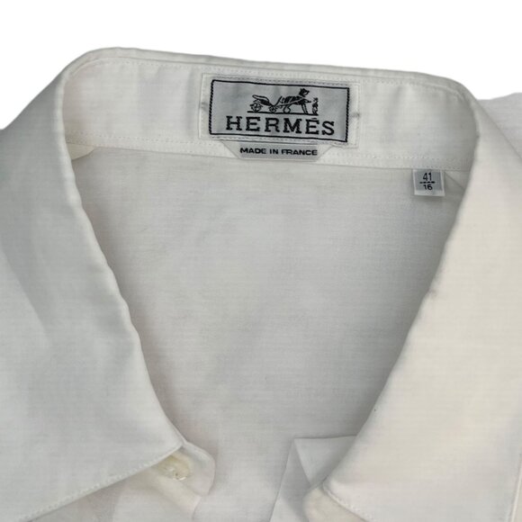 Hermes New Authentic Men's Layer Effect White Party Shirt 16/41 Made in France - Picture 10 of 10